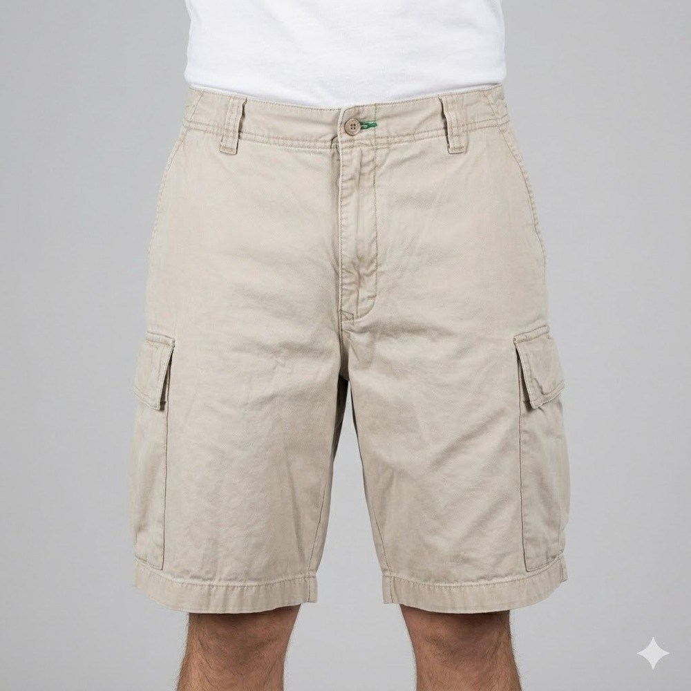 Tommy Hilfiger Cargo Shorts size 34 Beige Mens Cotton Flat Front